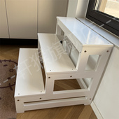 家用实木梯凳子阳台阶梯子登高踏步窗台阶脚踏两用飘窗3步2层楼梯