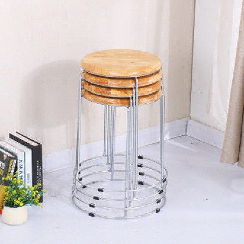 金属餐椅家用不锈钢铁腿圆凳子摆摊小吃店可叠放套凳皮革实木凳子