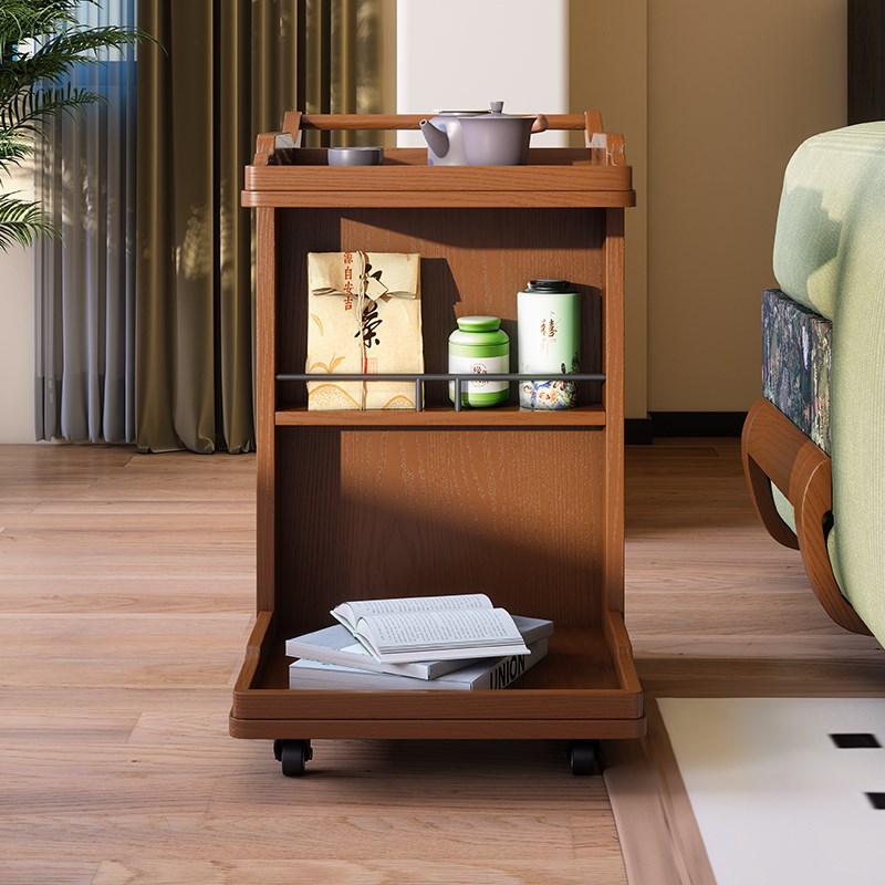 法式中古可移动边几茶几客厅茶台实木小推车复古茶桌家用茶车