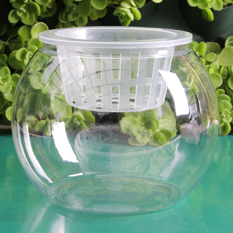 透明塑料花盆大号加厚可绿植鱼混养可水培土培绿萝办公桌圆形花盆