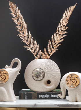 家居客厅创意招财陶瓷大象摆件现代简约电视柜酒柜装饰品桌面摆设