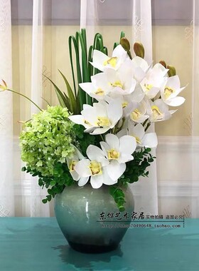 陶瓷小花盆仿真花套装假花客厅干花花艺插花酒店前台茶几玄关摆件