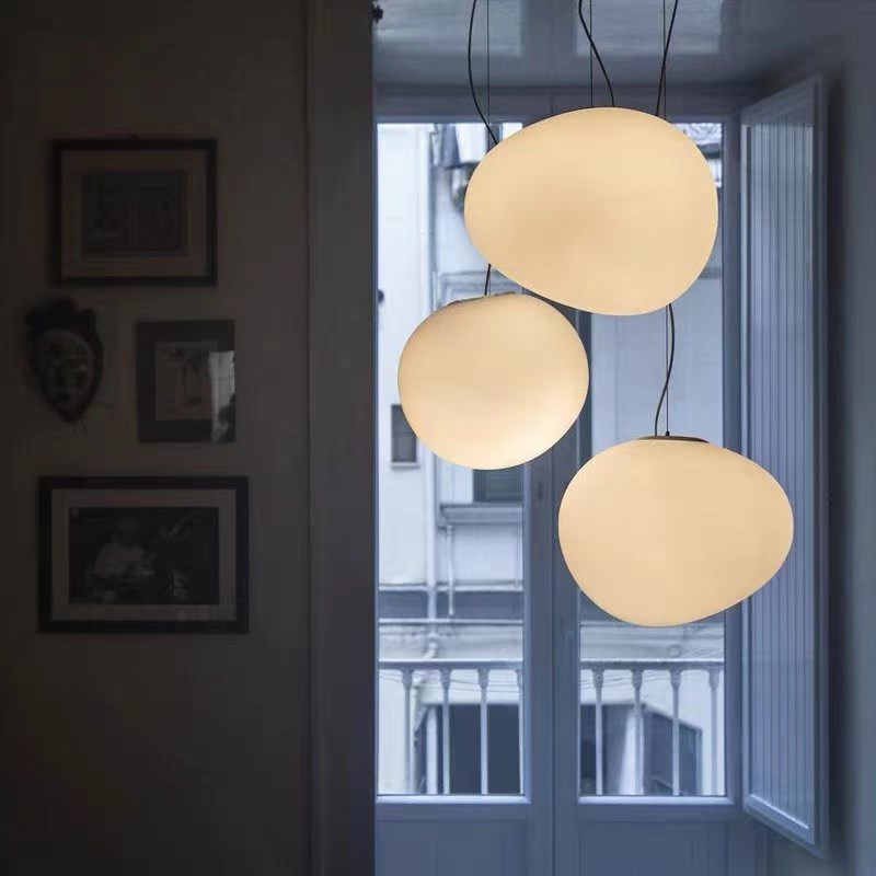 丹麦创意鹅卵石吊灯loft挑空客厅复式旋转楼梯卧室餐厅吧台鹅蛋灯