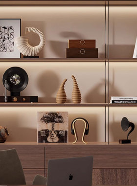 侘寂风客厅办公室展示柜酒柜摆件民国风电视柜茶室留声机花瓶装饰