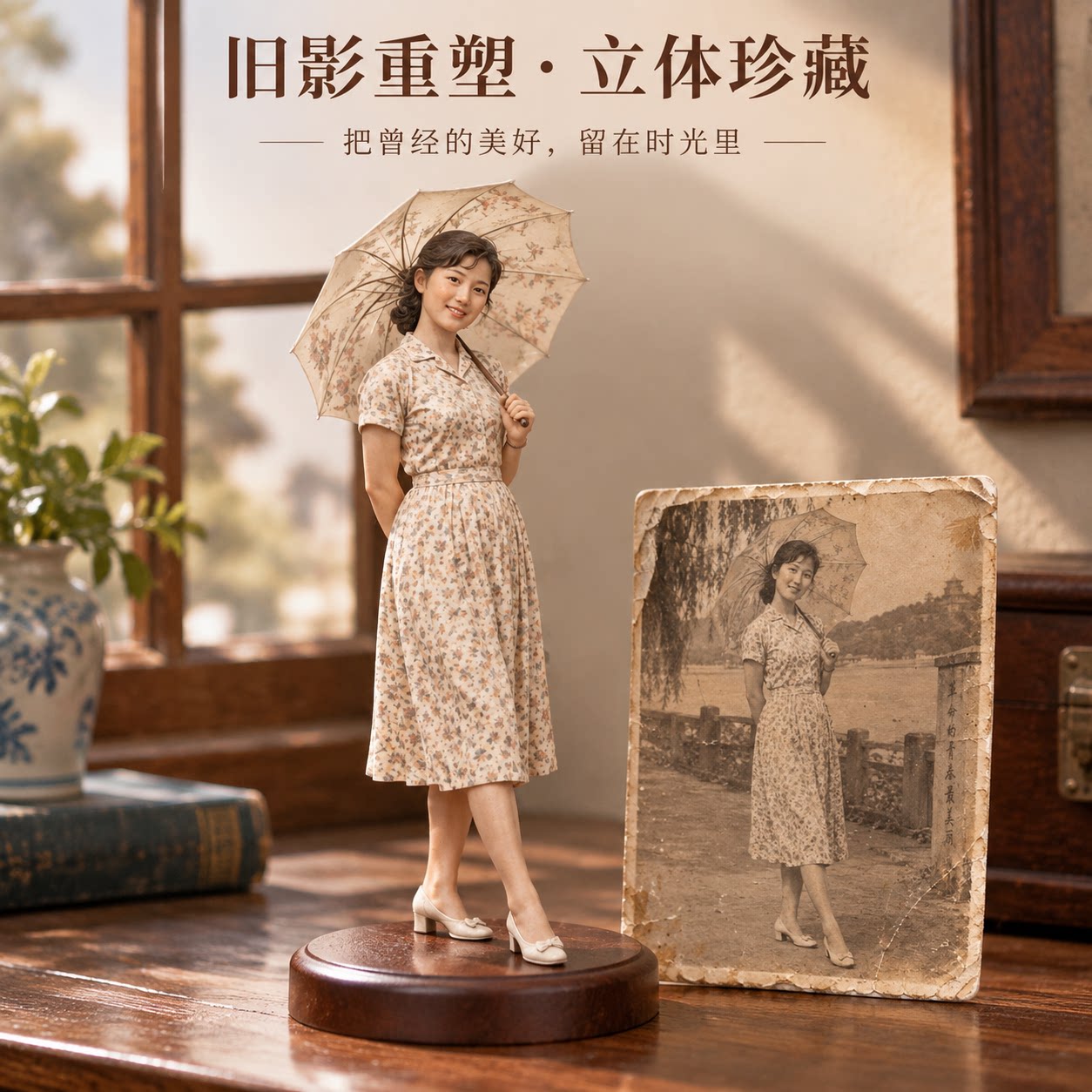 老照片3D人像树脂全彩定制图片
