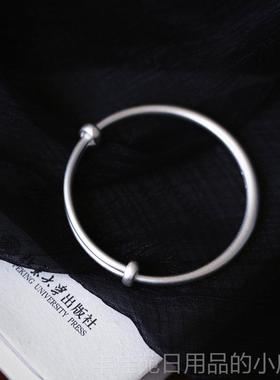 正品9自9足银手镯古女法传承手镯 磨砂款 克价亲们己对比 款纯银9