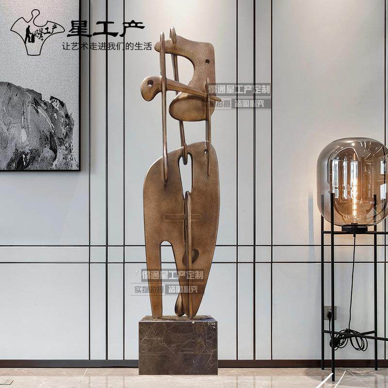 家居抽象落地酒店艺术品样板间售楼处不锈钢金属摆件玄关软装雕塑