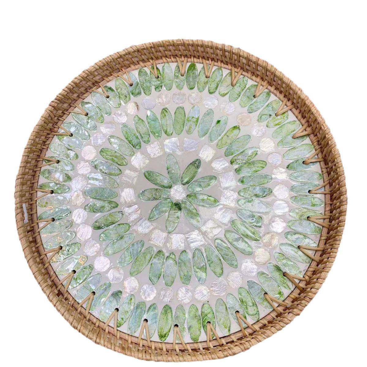 夏日清新手工藤编爆闪贝壳镶嵌托盘提子点心果盘小圆盘,鲜花速递/花卉仿真/绿植园艺,割草机/草坪机,淘宝优惠券,粉丝福利购,淘宝优惠卷