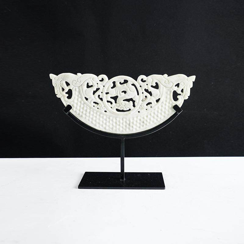 新中式简约创意雕刻玉璧电视酒柜橱窗玄关家居软装酒店样板房摆件