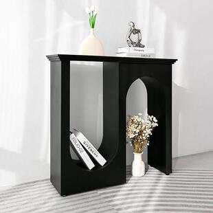 实木川田野意式 饰玄关桌别墅客厅走廊处 轻奢双弧迎宾台极简现代装