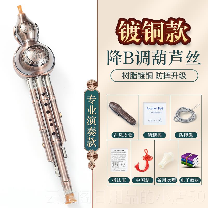 正品镀铜镀银芦丝C调降业B调初学者小学生专演奏丝型葫胡芦民族乐