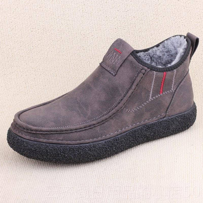 正品季男鞋加绒加厚老北京布鞋男棉鞋滑软底防中老年保休闲冬爸爸