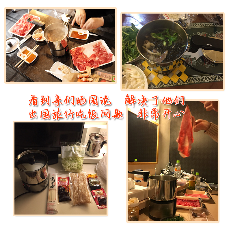 国110v电压旅行锅不锈钢电热杯便携式折叠小型电煮锅迷你小火锅