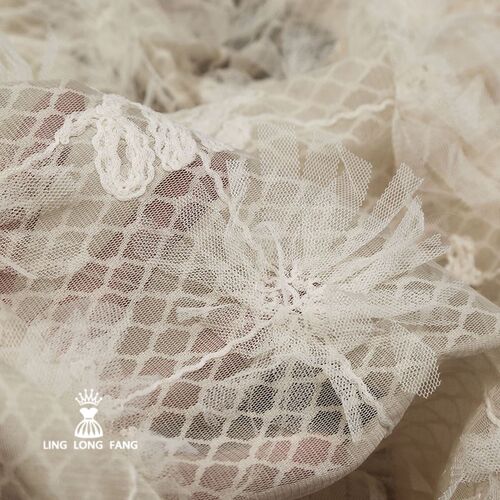 字母流苏立体网布绣花创意网纱布料 精品婚纱设计手工diy面料