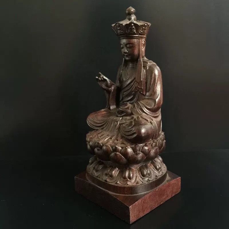 越南沉香木雕摆件地藏王菩萨实木雕刻家居客厅办公摆件木质工艺品
