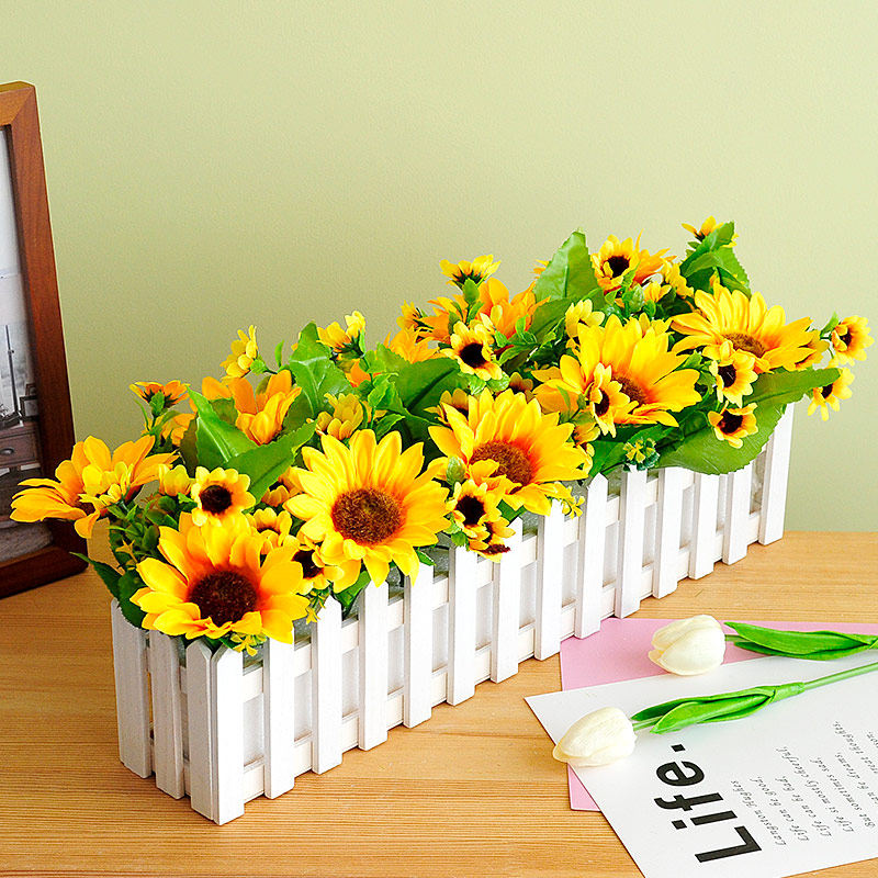 陨石灰仿真花套装绢花木栅栏秋天假花卉餐桌花客厅室内学校装饰品