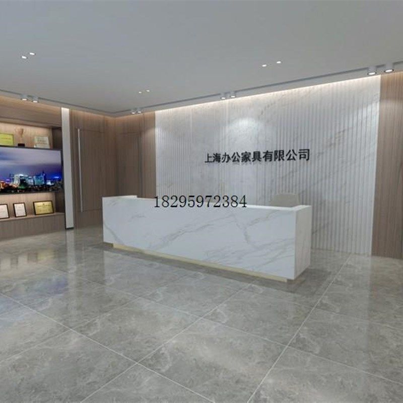 大型公司烤漆前台大理石饰面前台接待台欧式简约石材收银台吧台
