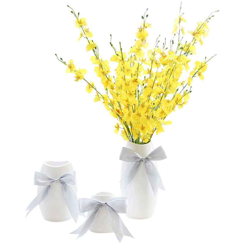 简约现代装饰花瓶 客厅卧室装饰品摆件陶瓷插花花器 仿真花套装