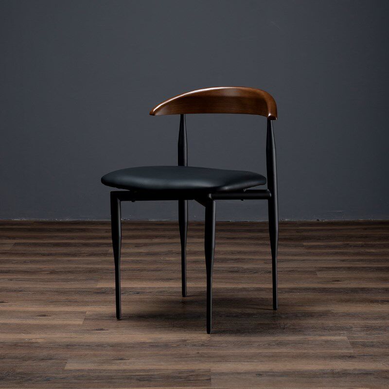 德宜客咖啡厅铁艺复古牛角椅子实木靠背餐椅简约家用软包餐桌椅子