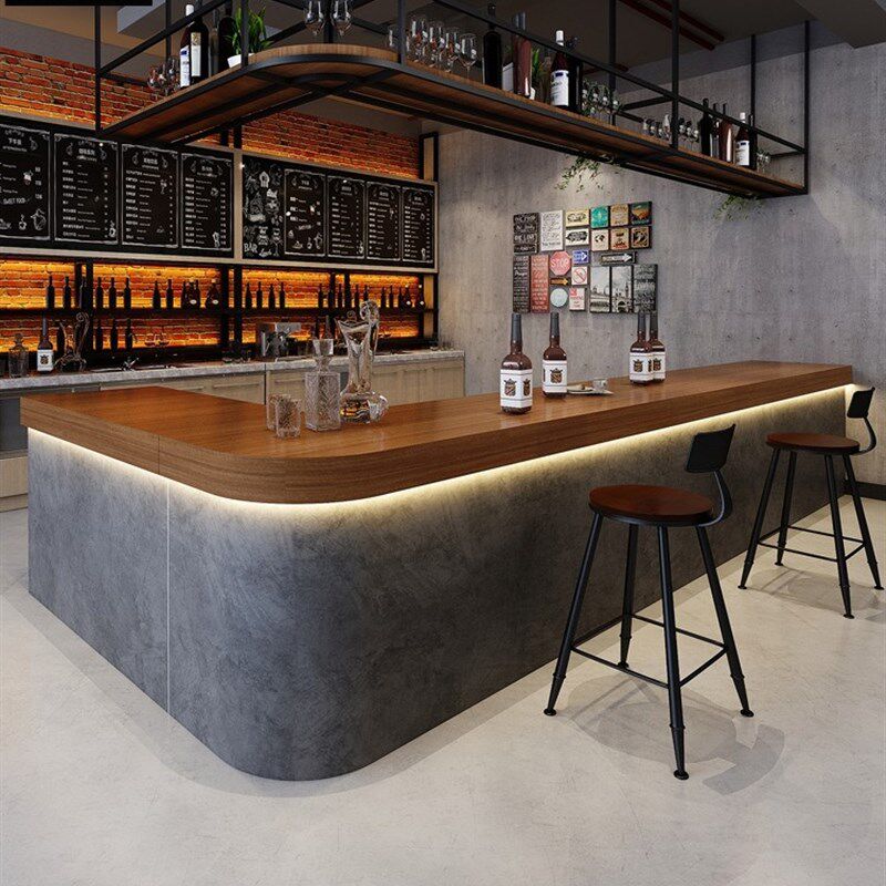 复古工业风台球厅前台柜接待酒吧吧台桌收银台饭店转角烧烤火锅店