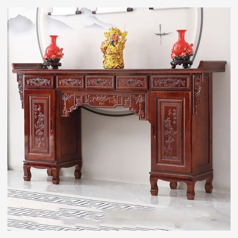 农村中堂条台全实木橡胶木神台佛台供桌中堂家用正厅香案佛桌供奉