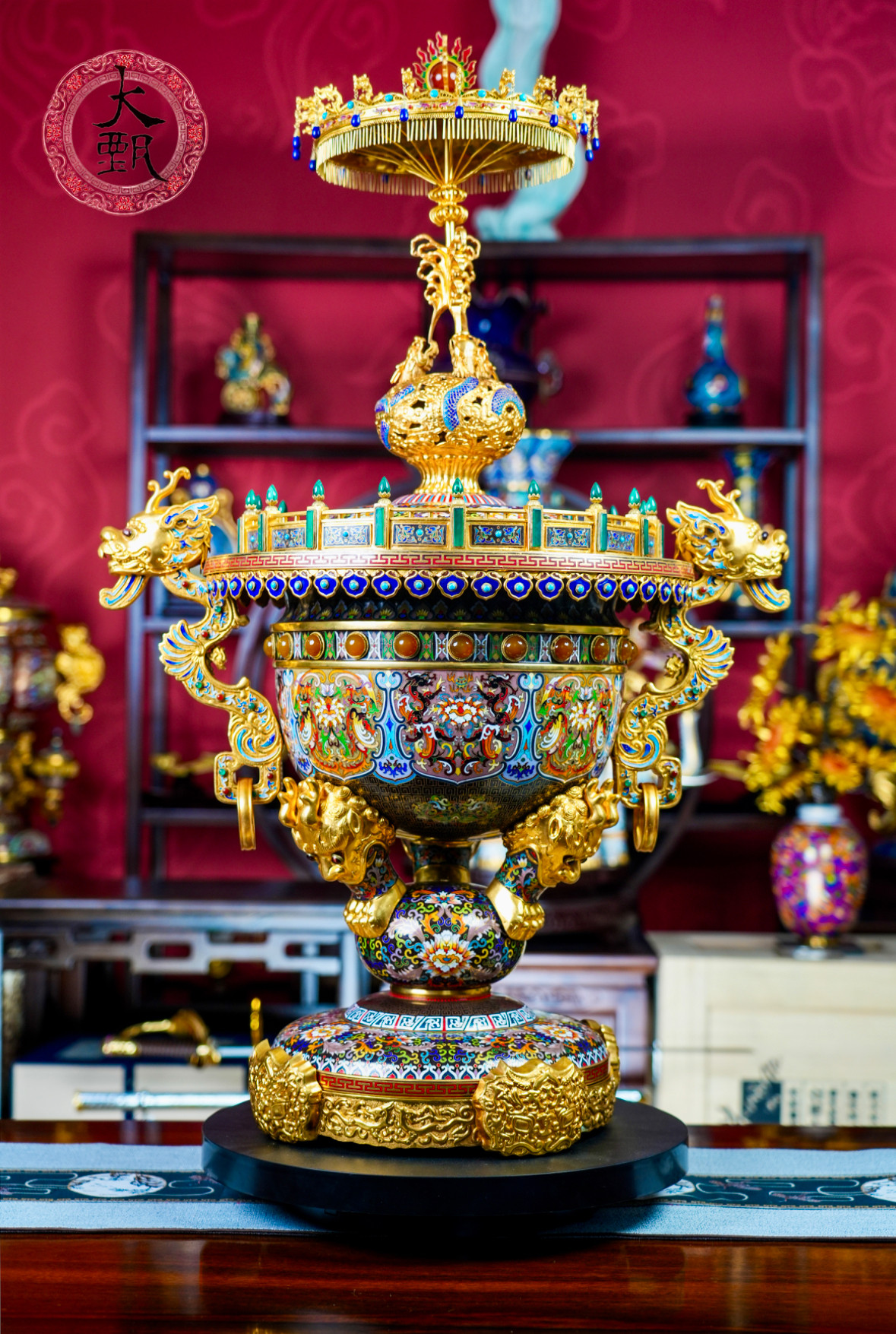 珐琅泰斗张同禄遗世珍品景泰蓝十大经典珍品座龙花薰十大传世绝艺