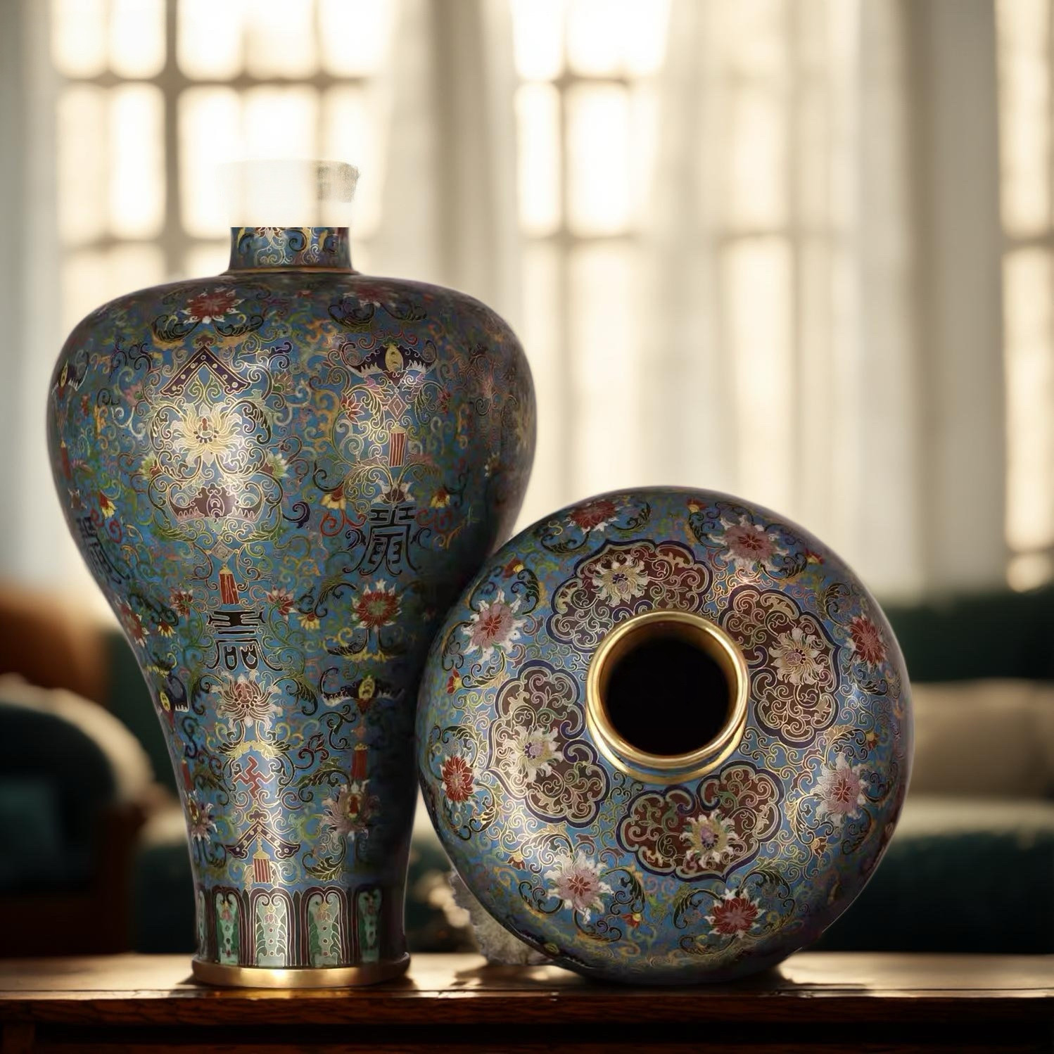 仿清代掐丝珐琅景泰蓝梅瓶商务礼品古典花瓶艺术品接待室摆件装饰