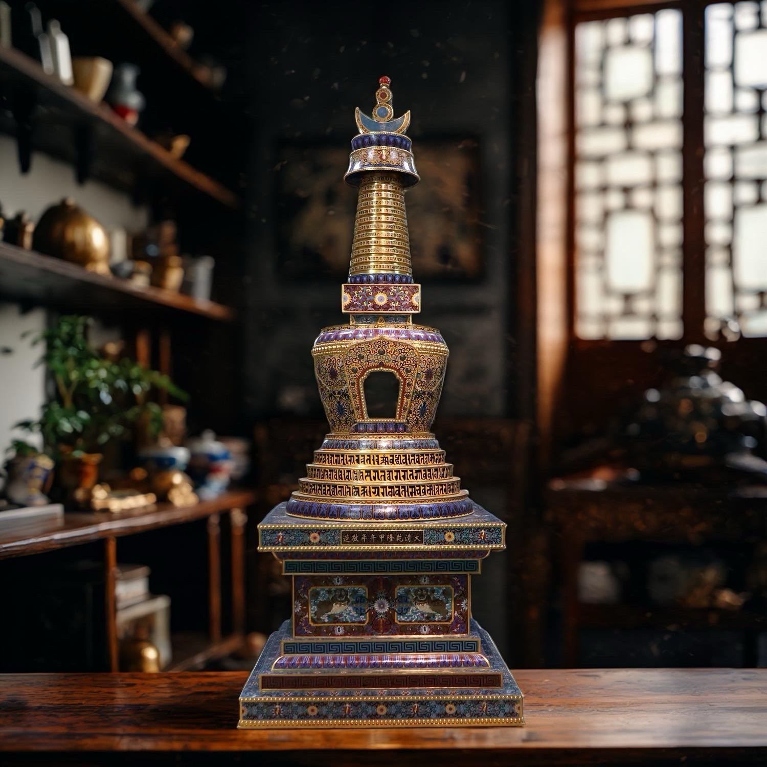 仿故宫梵华楼清乾隆甲午年制掐丝珐琅大佛塔装饰工艺品手工艺家居
