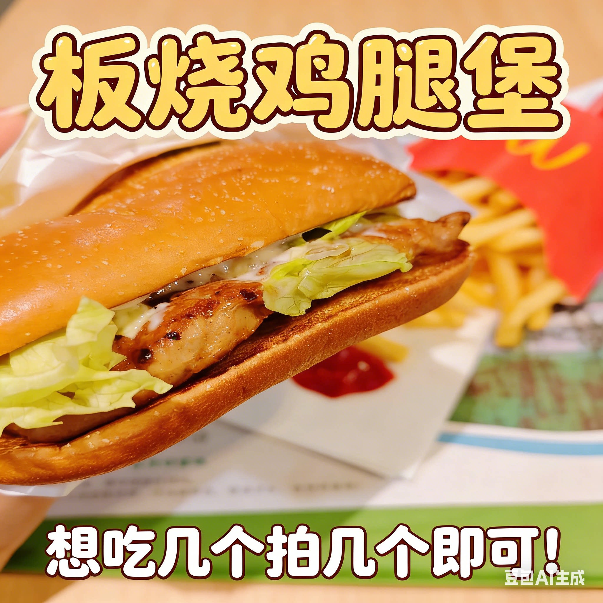 麦当劳板烧麦辣鸡腿堡高达双吉随心配麦香鱼薯条可乐小食1+1