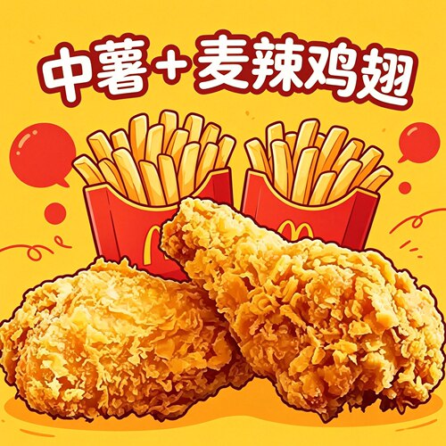 麦当劳中薯+麦辣鸡翅