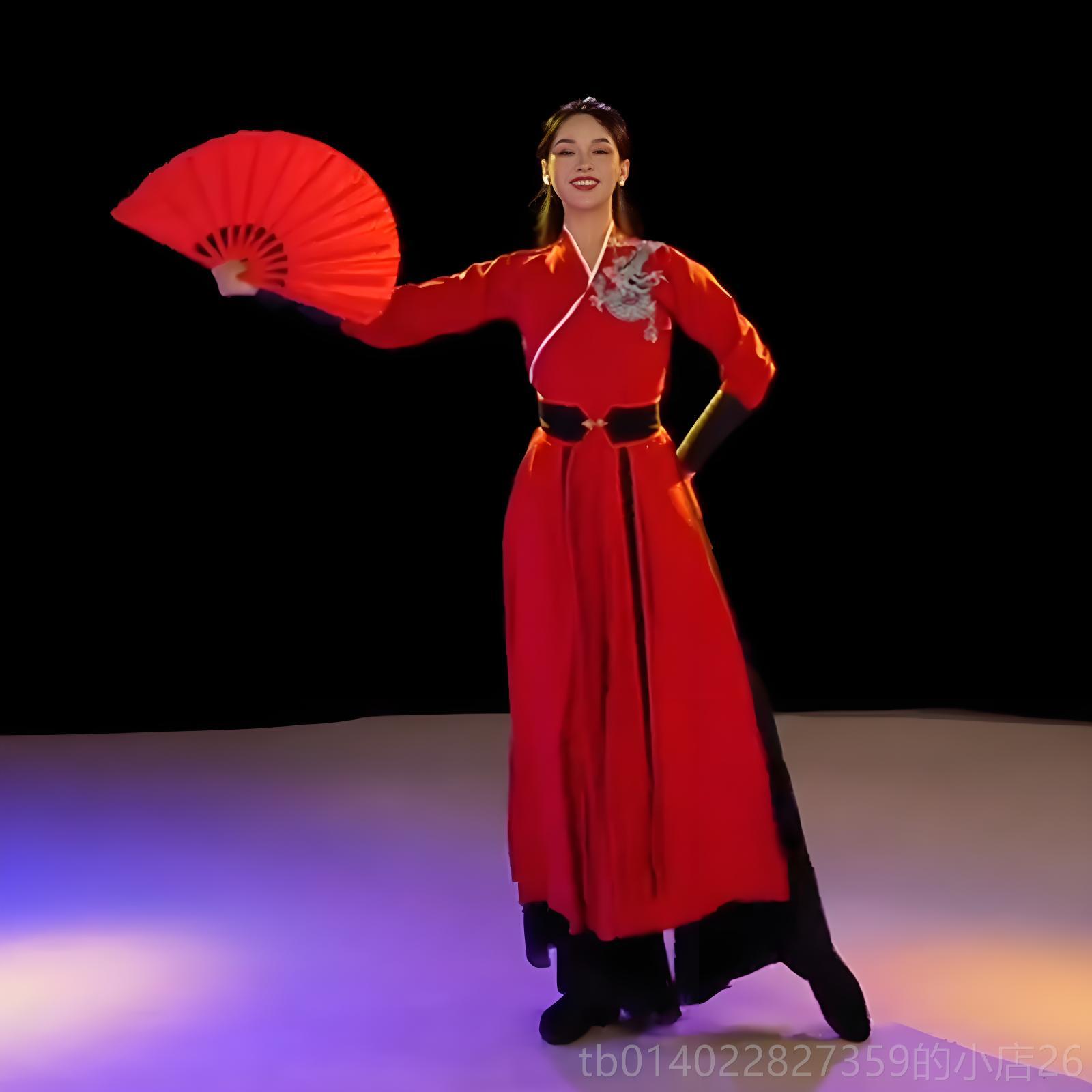 正品雪龙吟舞蹈演出服广人场舞服太古极剑练功服典舞蹈服响扇表演