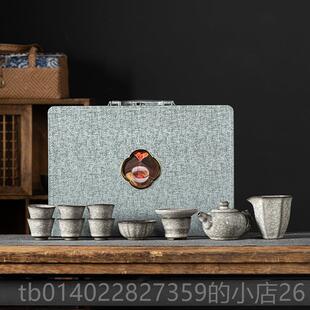 正品2黑冰功夫茶具套整装家用会客轻奢高档泡茶壶碗冰盖花釉套025