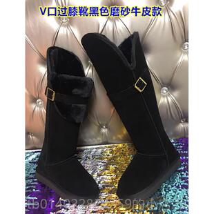 正品 过膝筒靴皮毛一体雪长靴内增高保暖真高筒女地靴皮靴 2024新款