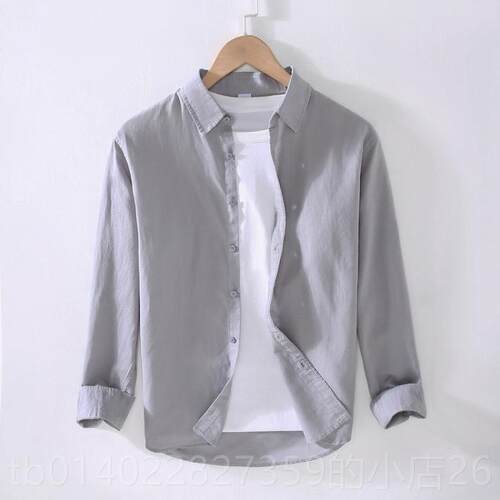 正品棉麻g定制衬衫上长袖定做工作服绣宽松咖啡店烘焙简约亚麻衣