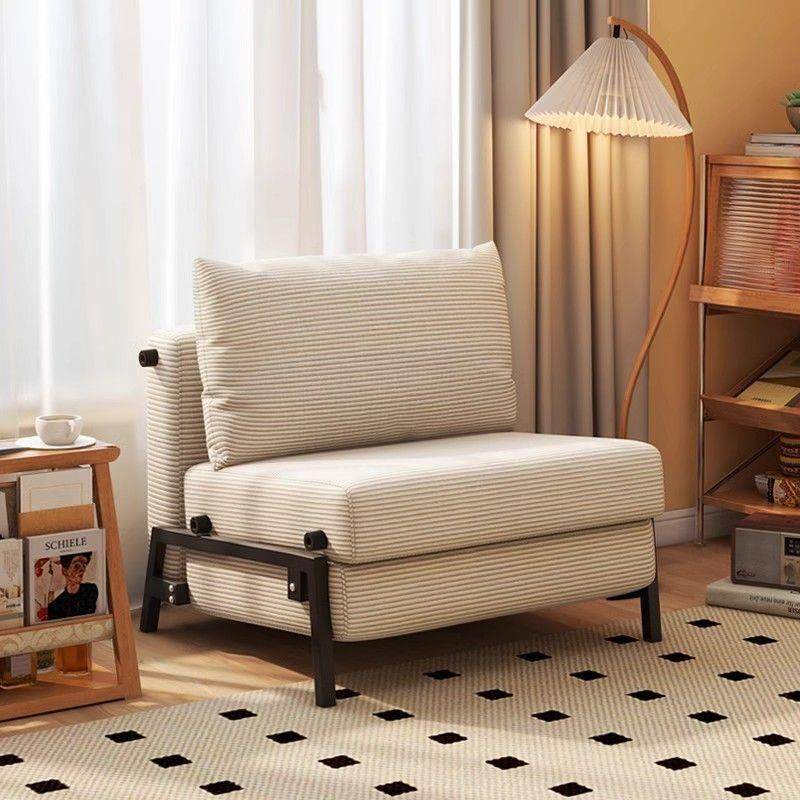 沙发床折叠两用单人推拉床客厅书房阳台灯芯绒复古布艺小户型沙发