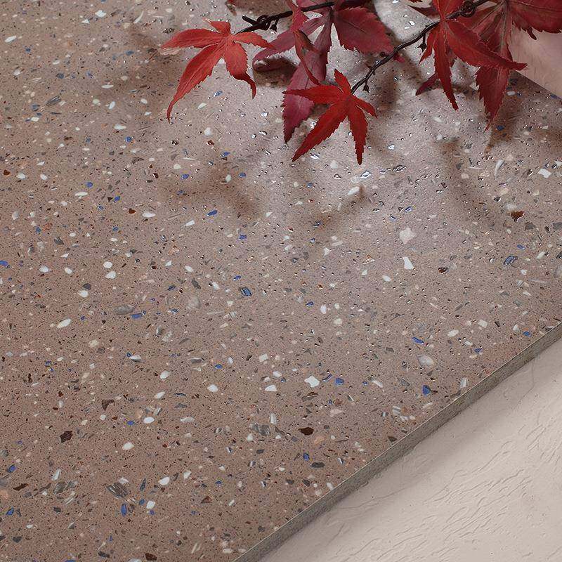 简洁小颗粒彩色水磨石瓷砖仿古地砖600×1200咖啡色客厅墙砖工