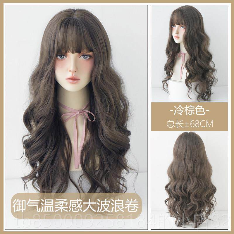 正品七街皇后假发空女发自然金色长卷发长欧美风大波浪浏海全头气