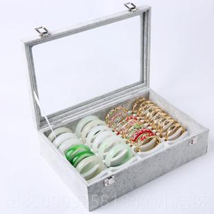 正品高档手镯盒珠宝首饰盒银子手镯子收玉纳展示金首 饰箱 玻璃带