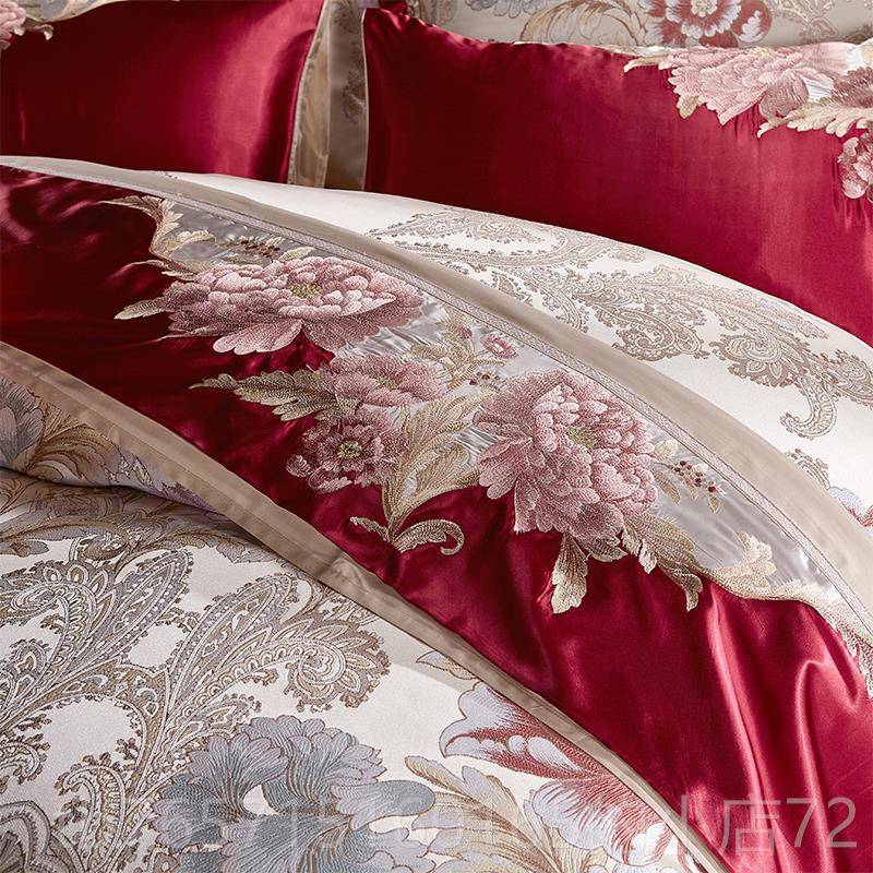 高档高档婚嫁结婚四件套床上用品绣贡房缎提花别墅刺婚礼婚婚庆喜
