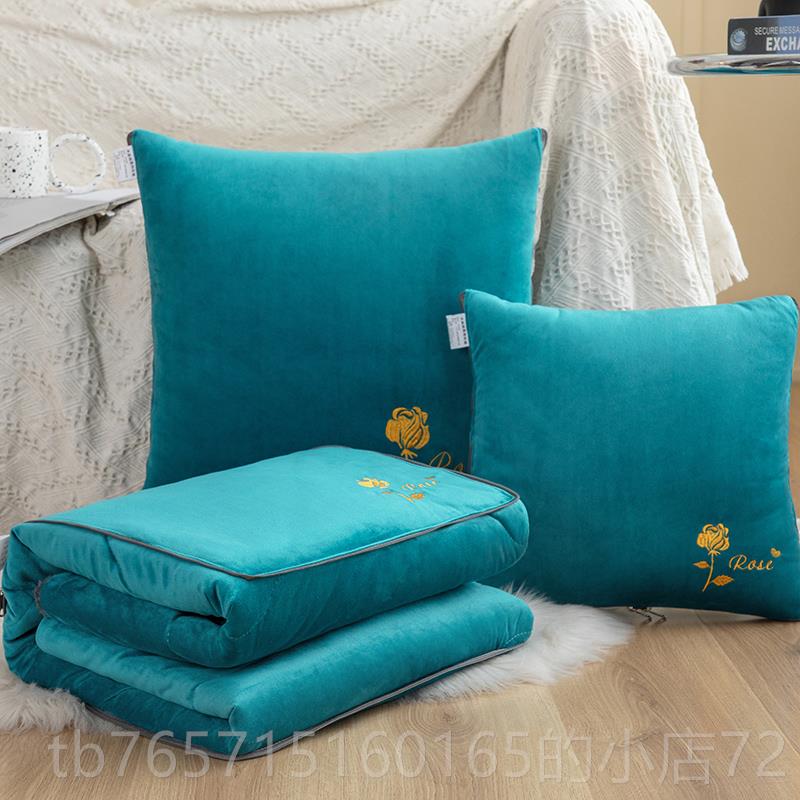 高档加厚抱枕被子两用折叠车载靠垫枕头被午冬季珊绒办公室瑚调休