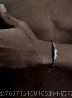 高档IXTOVRM Hammer 925纯银手镯创设计个性款 机械暗原黑系列半