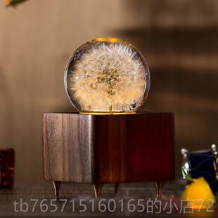 高档蒲英标本儿水晶球音乐盒八音盒夜灯公生日礼物人情节小女生童