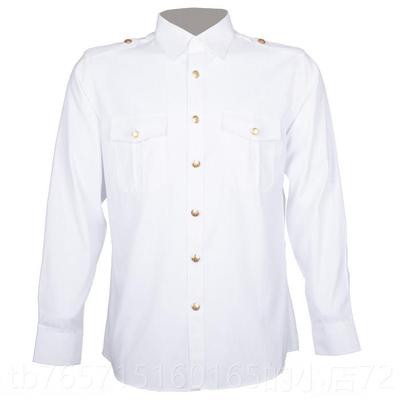 高档邮金色纽扣航空衬衫 海铁路短袖男款服员衬衫发型师空包少制