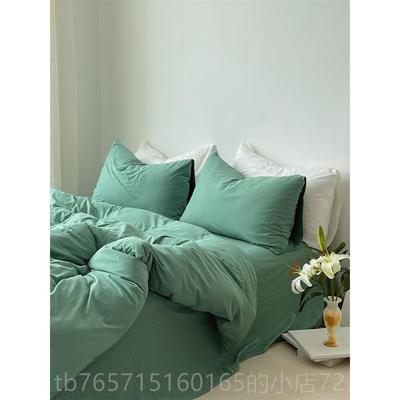 高档默子的 柔软全棉针织棉四纯件套色家莫迪兰色纯棉床上用品三