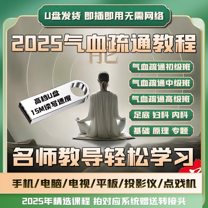 气血疏通针灸视频U盘中指耳穴疗法教程初中高级小腿全息足底循环