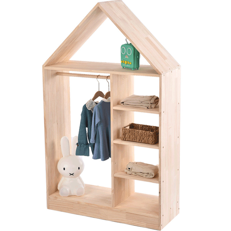 小房子衣柜实木小衣柜原木小户型简易无门纯松木衣柜小孩衣柜