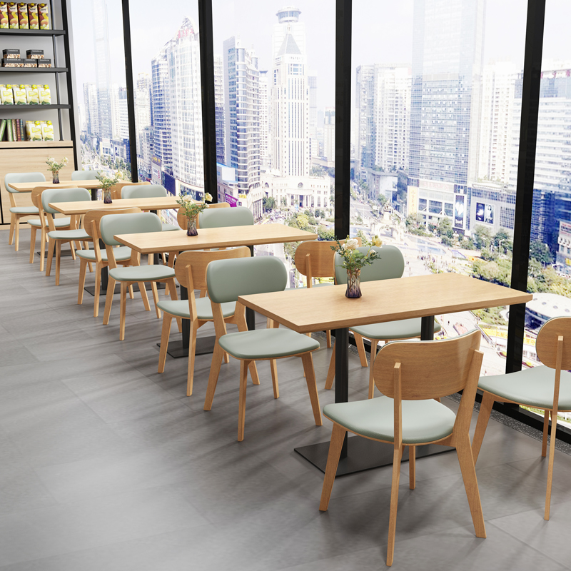 日料特色主题餐厅咖啡西餐厅沙发书店奶茶店定制实木卡座桌椅