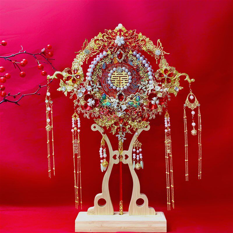 团扇结婚新娘diy材料包出嫁重工双面中式婚礼闺蜜高级秀禾服喜扇