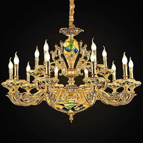 卡信 奢华大气法式蜡烛吊灯 蒂凡尼艺术吊灯 豪华客厅别墅灯