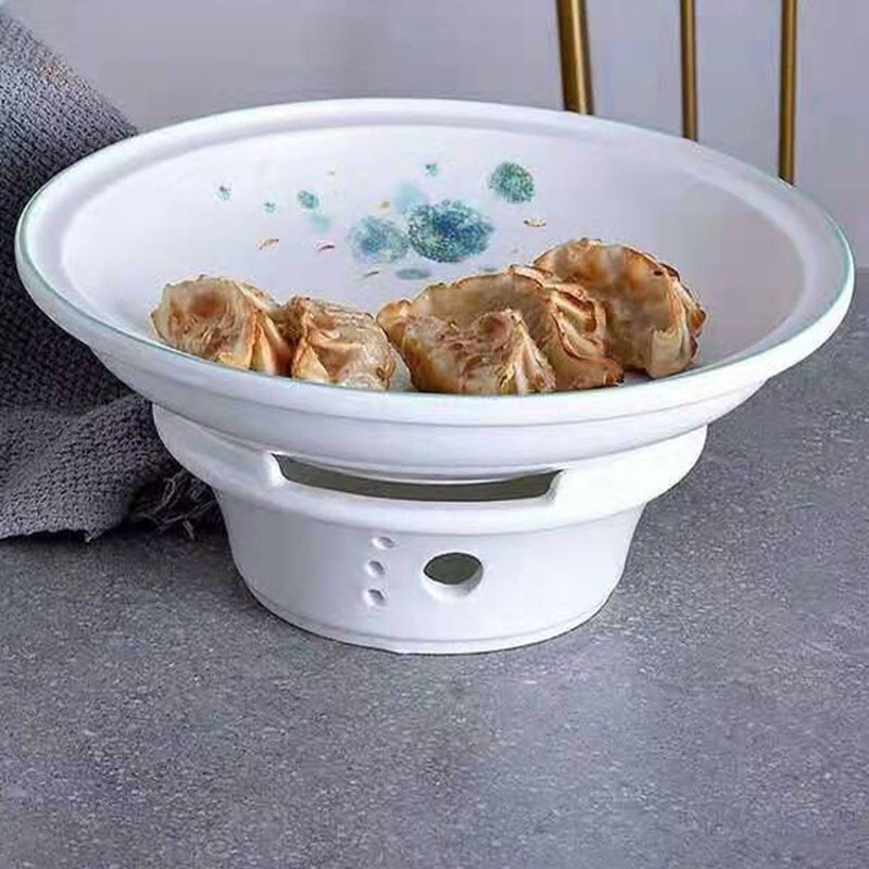 陶瓷商用酒精干锅蜡烛加热明炉保温热菜煲汤盘酒店陶瓷餐具火锅